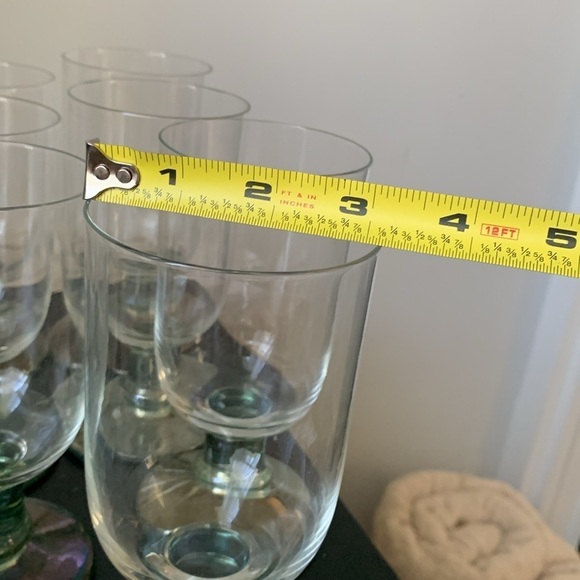 Vintage Dansk Genna Green Water Goblet Set of 9 Stemware Iridescent Green Clear - Picture 9 of 11